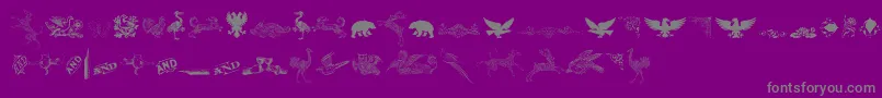 CornucopiaOfDingbatsThree-Schriftart – Graue Schriften auf violettem Hintergrund