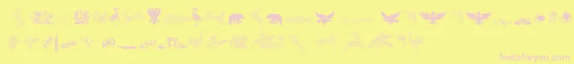 CornucopiaOfDingbatsThree-fontti – vaaleanpunaiset fontit keltaisella taustalla