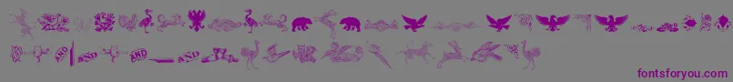 CornucopiaOfDingbatsThree-Schriftart – Violette Schriften auf grauem Hintergrund