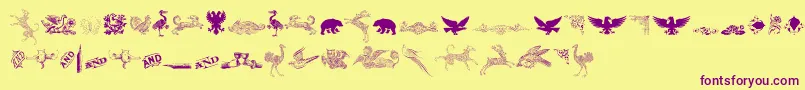 CornucopiaOfDingbatsThree Font – Purple Fonts on Yellow Background