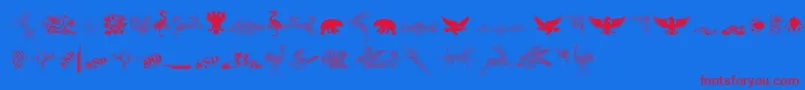 CornucopiaOfDingbatsThree Font – Red Fonts on Blue Background