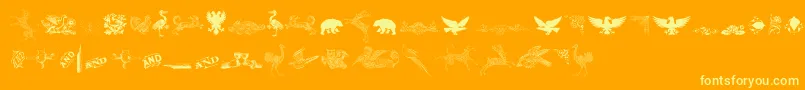 CornucopiaOfDingbatsThree Font – Yellow Fonts on Orange Background