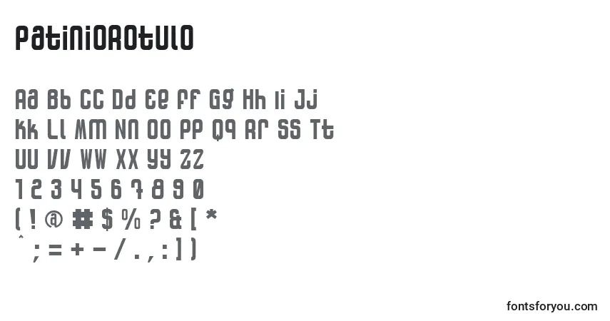 Czcionka PatinioRotulo – alfabet, cyfry, specjalne znaki