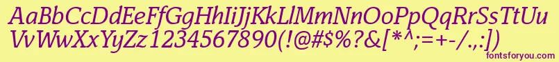 CorzinairItalic Font – Purple Fonts on Yellow Background