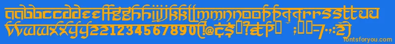 Prakrta ffy Font – Orange Fonts on Blue Background