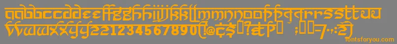 フォントPrakrta ffy – オレンジの文字は灰色の背景にあります。
