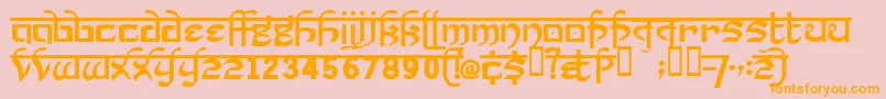 Prakrta ffy-Schriftart – Orangefarbene Schriften auf rosa Hintergrund