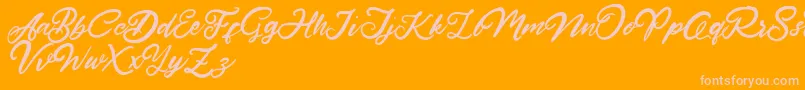 Шрифт HardestStyleDemo – розовые шрифты на оранжевом фоне