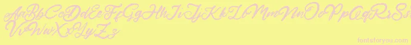 HardestStyleDemo-fontti – vaaleanpunaiset fontit keltaisella taustalla