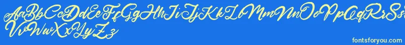 HardestStyleDemo Font – Yellow Fonts on Blue Background