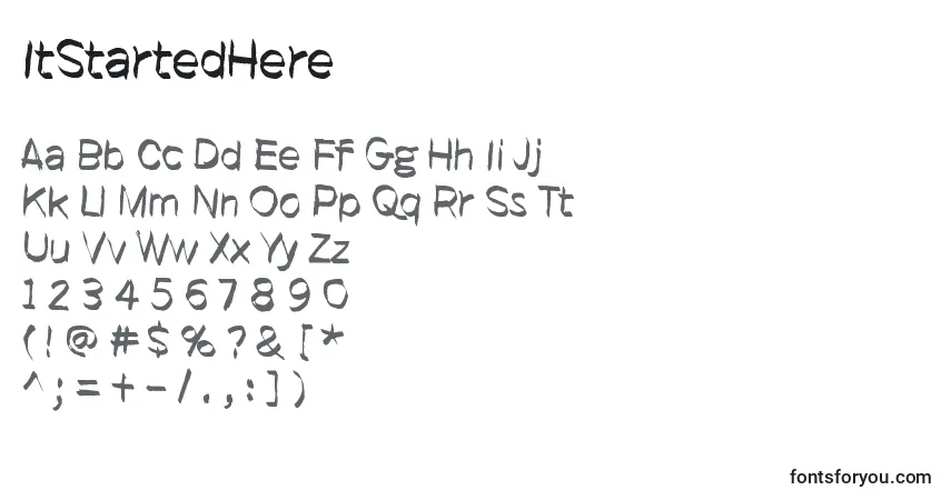 Шрифт ItStartedHere – алфавит, цифры, специальные символы