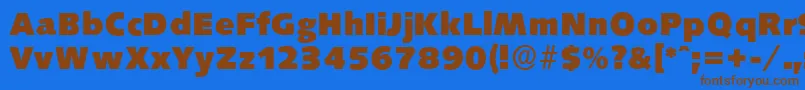 SaxonyserialHeavyRegular-Schriftart – Braune Schriften auf blauem Hintergrund