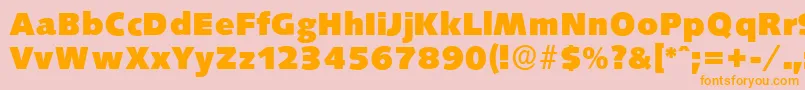 フォントSaxonyserialHeavyRegular – オレンジの文字がピンクの背景にあります。