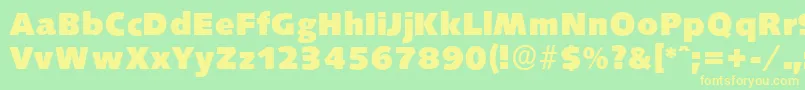 Fonte SaxonyserialHeavyRegular – fontes amarelas em um fundo verde