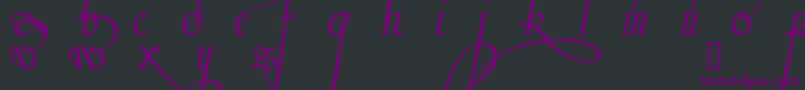Trinculo-Schriftart – Violette Schriften auf schwarzem Hintergrund