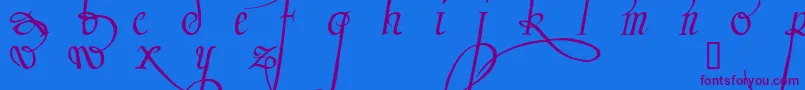 Trinculo-Schriftart – Violette Schriften auf blauem Hintergrund