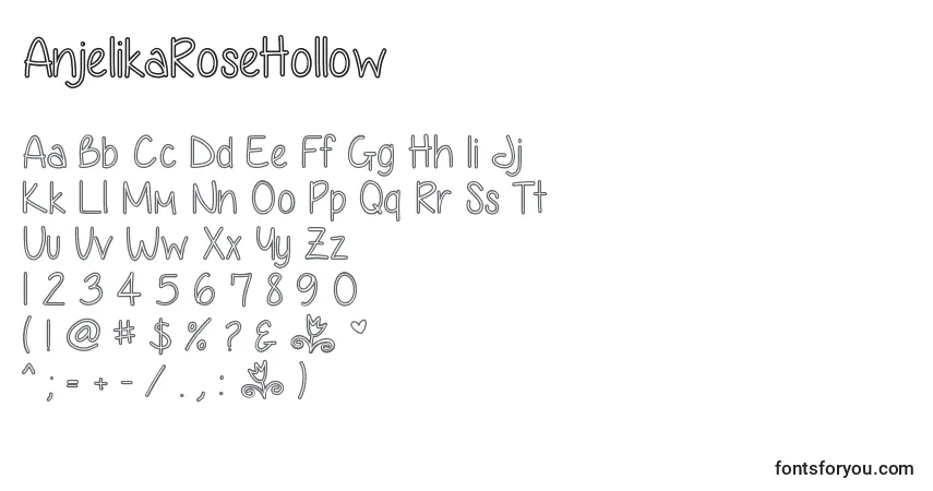 Schriftart AnjelikaRoseHollow – Alphabet, Zahlen, spezielle Symbole