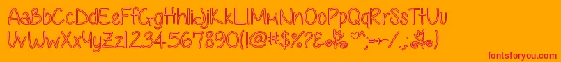 AnjelikaRoseHollow Font – Red Fonts on Orange Background