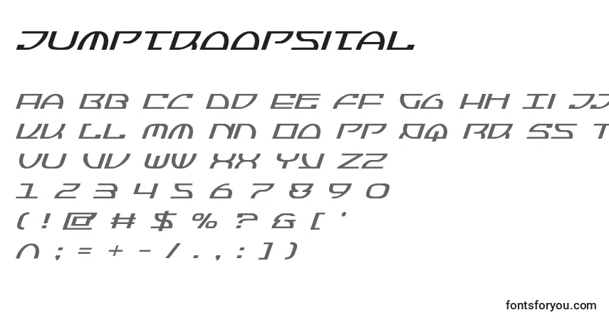 Шрифт Jumptroopsital – алфавит, цифры, специальные символы