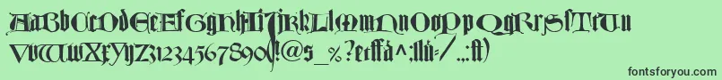 フォントTexturlombardischLtDfr – 緑の背景に黒い文字