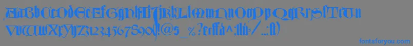 フォントTexturlombardischLtDfr – 灰色の背景に青い文字