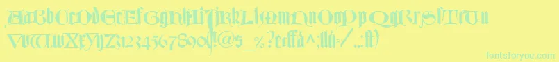 Czcionka TexturlombardischLtDfr – zielone czcionki na żółtym tle