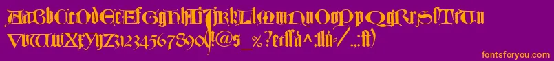 TexturlombardischLtDfr-fontti – oranssit fontit violetilla taustalla