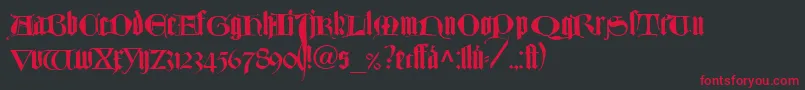TexturlombardischLtDfr Font – Red Fonts on Black Background