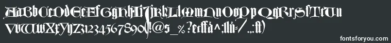 TexturlombardischLtDfr-fontti – valkoiset fontit mustalla taustalla
