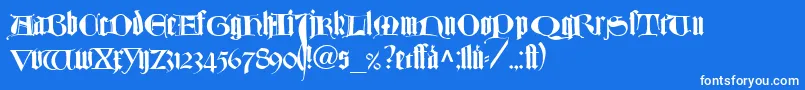 TexturlombardischLtDfr-Schriftart – Weiße Schriften auf blauem Hintergrund