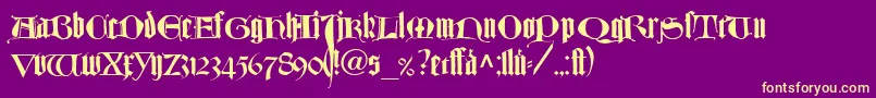 フォントTexturlombardischLtDfr – 紫の背景に黄色のフォント