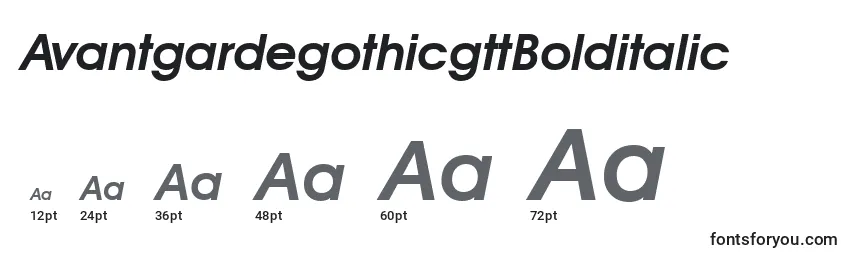 Размеры шрифта AvantgardegothicgttBolditalic