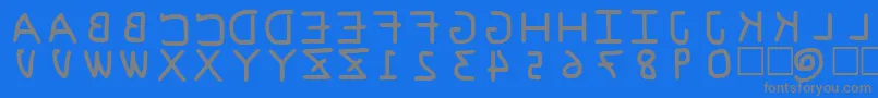 フォントPfVvbf6s – 青い背景に灰色の文字