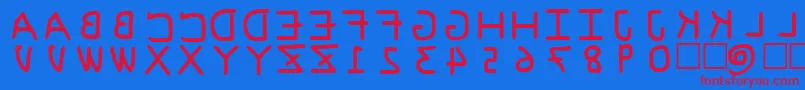 PfVvbf6s Font – Red Fonts on Blue Background