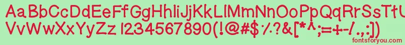 Geldoticaplainlowercasethickf Font – Red Fonts on Green Background