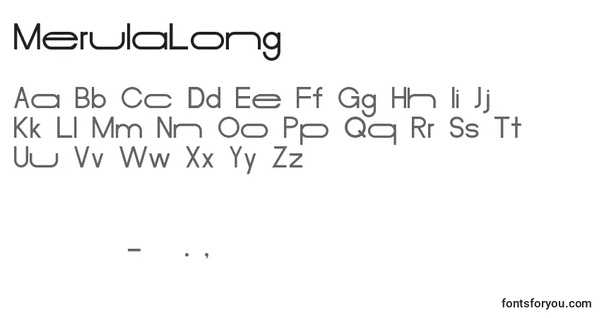 A fonte MerulaLong – alfabeto, números, caracteres especiais