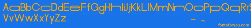 フォントMerulaLong – オレンジ色の文字が青い背景にあります。