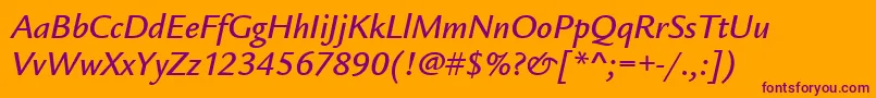 LegacySansMdItcTtMediumita Font – Purple Fonts on Orange Background