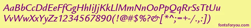LegacySansMdItcTtMediumita Font – Purple Fonts on Yellow Background