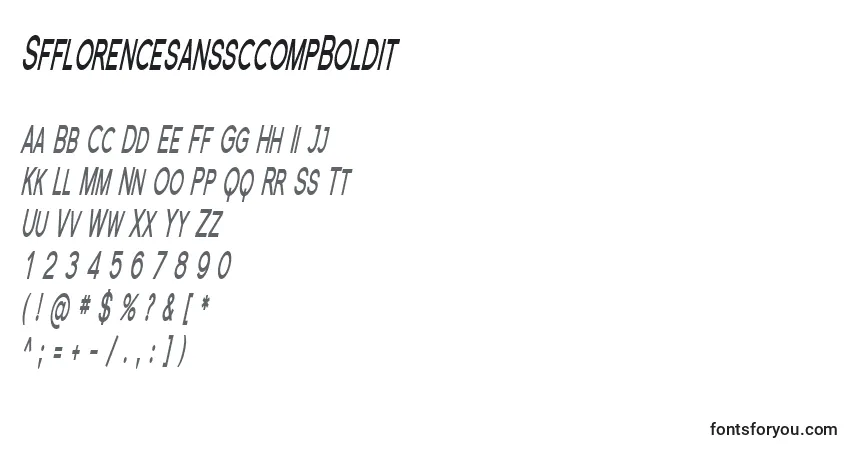 Шрифт SfflorencesanssccompBoldit – алфавит, цифры, специальные символы