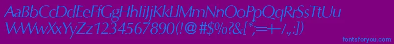 O801FlareItalic-fontti – siniset fontit violetilla taustalla