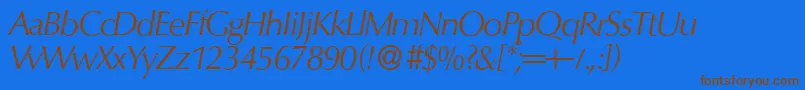 O801FlareItalic-Schriftart – Braune Schriften auf blauem Hintergrund