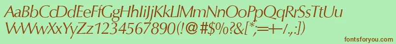 O801FlareItalic-Schriftart – Braune Schriften auf grünem Hintergrund