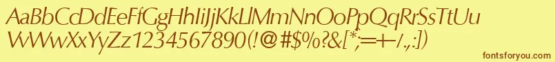 O801FlareItalic-Schriftart – Braune Schriften auf gelbem Hintergrund