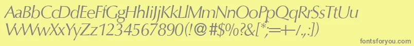 O801FlareItalic-Schriftart – Graue Schriften auf gelbem Hintergrund