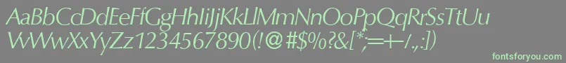 Czcionka O801FlareItalic – zielone czcionki na szarym tle