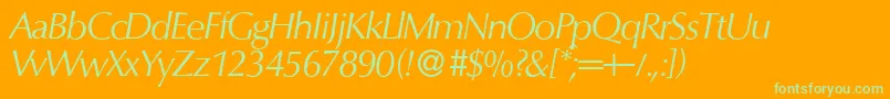 O801FlareItalic Font – Green Fonts on Orange Background