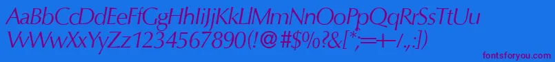 O801FlareItalic Font – Purple Fonts on Blue Background