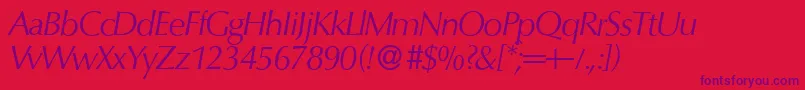 フォントO801FlareItalic – 赤い背景に紫のフォント