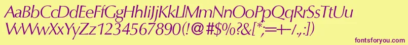 O801FlareItalic Font – Purple Fonts on Yellow Background
